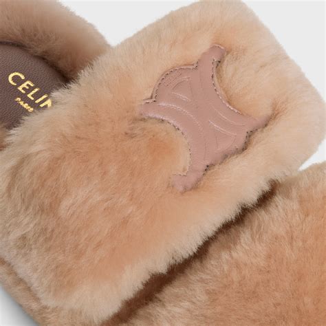 celine fur triomphe slides